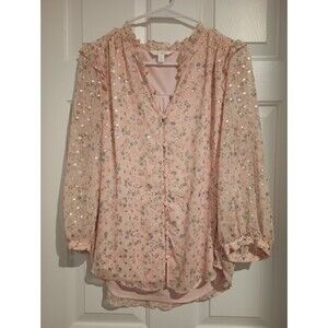 NWOT Lauren Conrad Pink Sparkly Chiffon Blouse